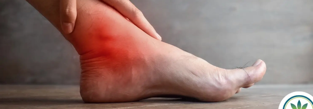 Foot with ankle inflammation and pain