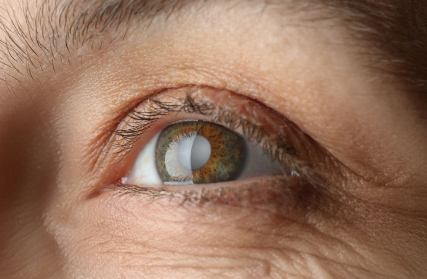 Close-up of a woman's brown eye