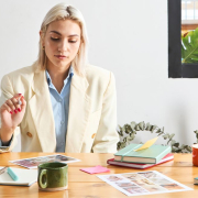 Woman being creative at a desk