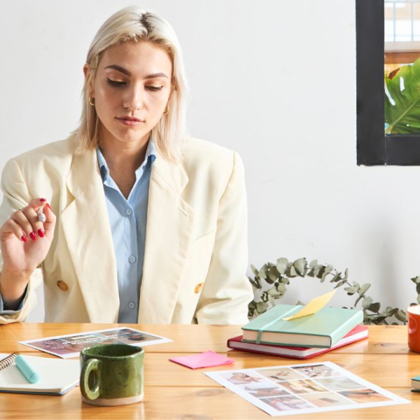 Woman being creative at a desk