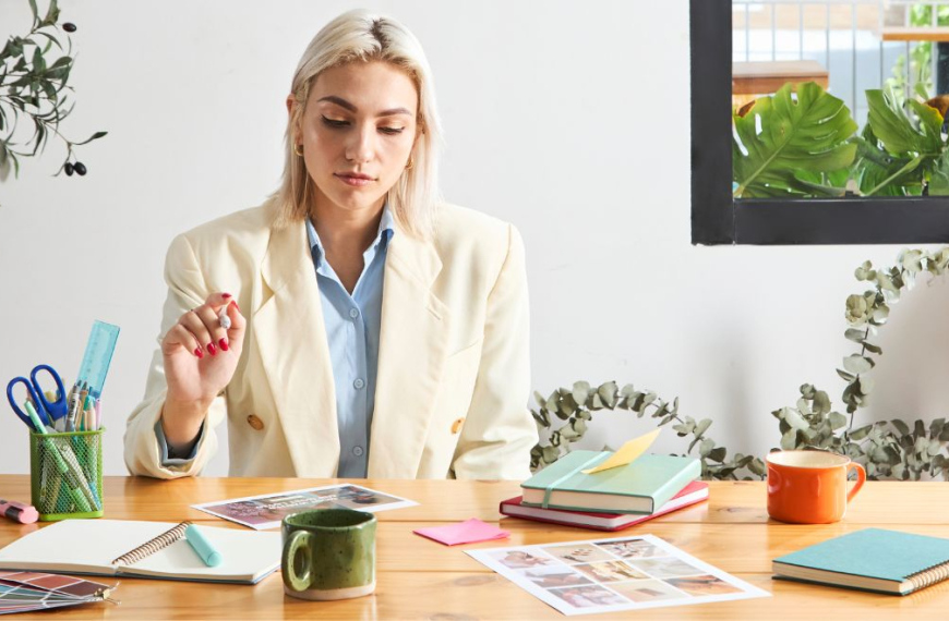 Woman being creative at a desk