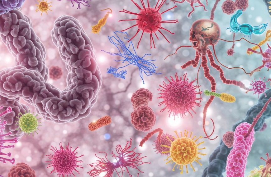 Microbes in various colours and shapes