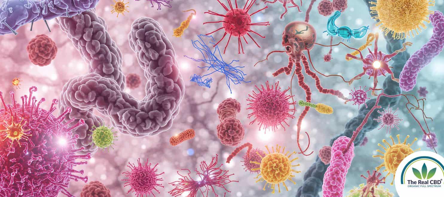 Microbes in various colours and shapes
