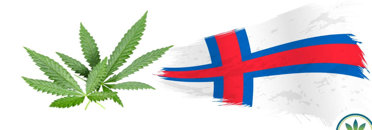 Faroe Island flag and hemp leaves