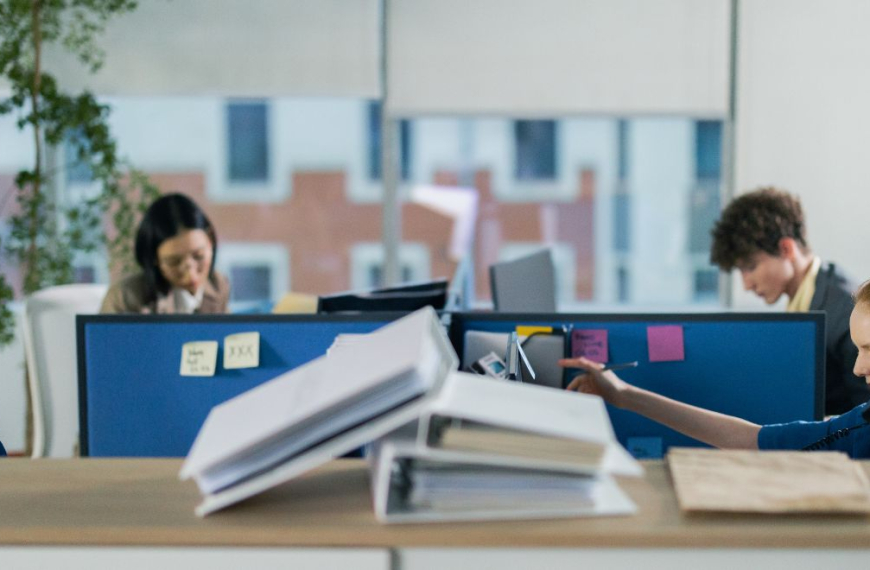 Cubicles of office people working