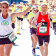 Happy runner coming over the finish line