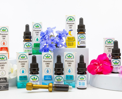 A ray of different CBD oils on display