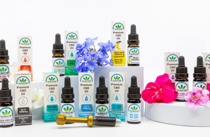 A ray of different CBD oils on display
