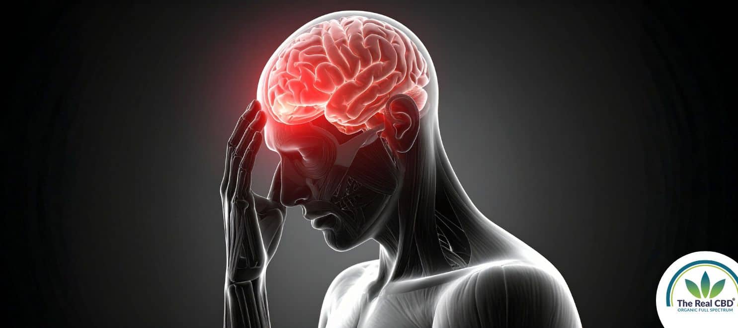 Black and white illustration og a man with a headache