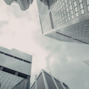 Skyscrapers seem from street view