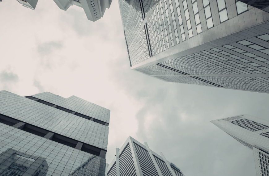 Skyscrapers seem from street view