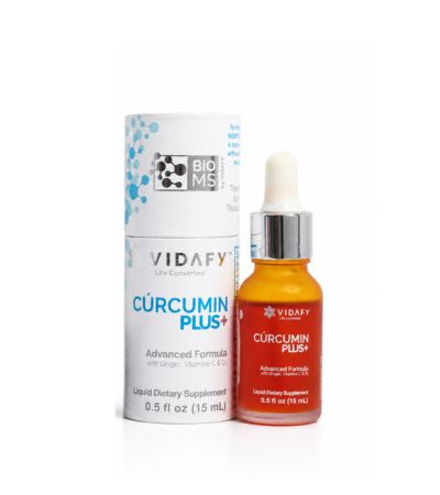 A curcumin oil next to the box